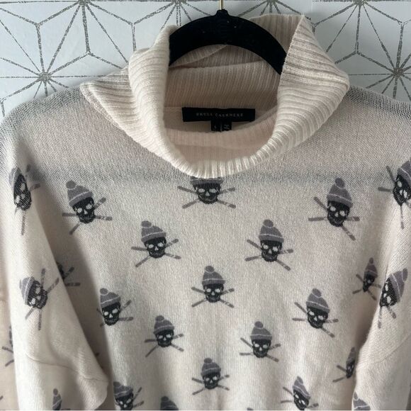 Skull Cashmere Skiing Skulls Turtleneck Sweater - Picture 2 of 6